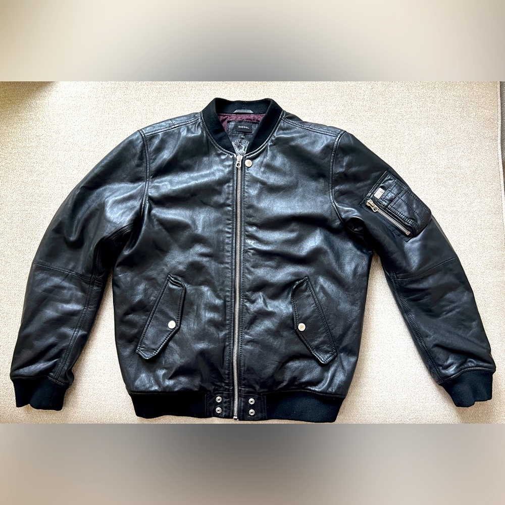 Diesel XXL sheepskin leather bomber jacket.